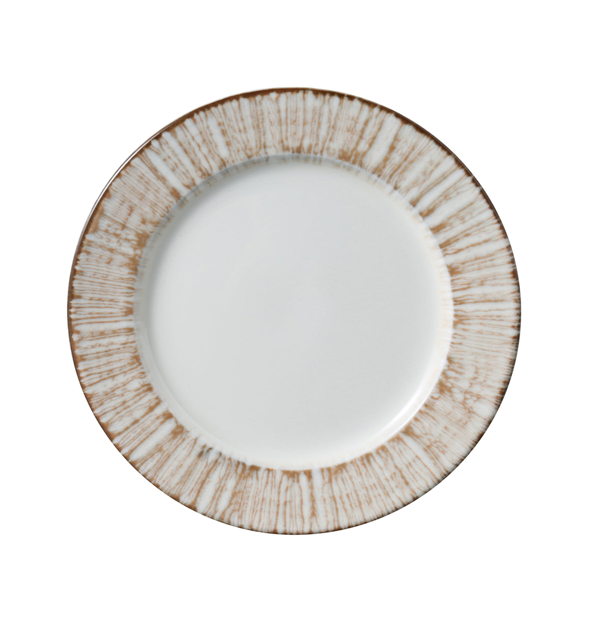 Yanco LE-107 - Bread Plate, 7 1/8" Round China, White/Brown Finish, Microwave Safe - 1 Dozen - Case of 36