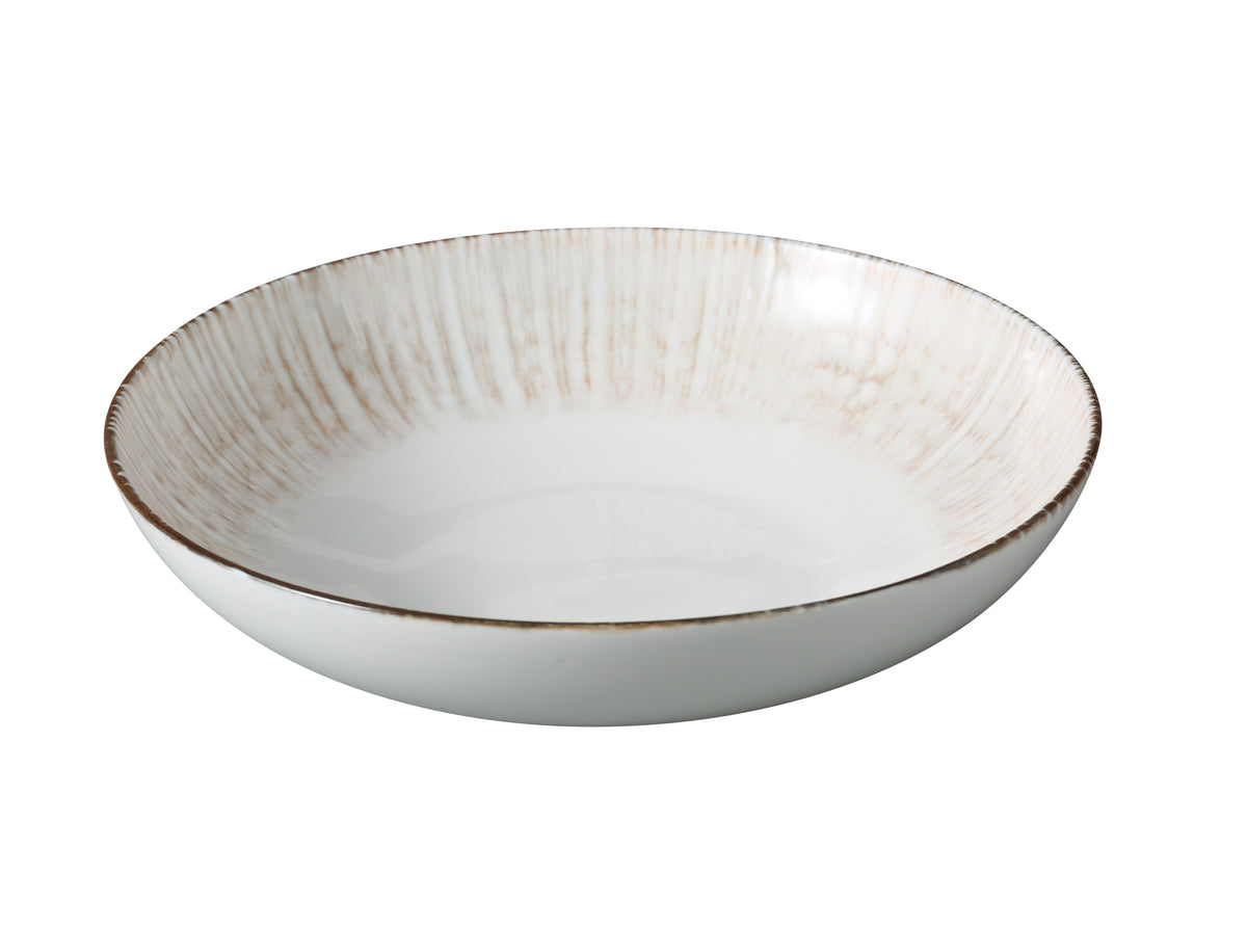 Yanco LE-308 Legna Bowl - 8" x 2", 30 oz, White & Brown China, Microwave Safe - 1 Dozen - Case of 24