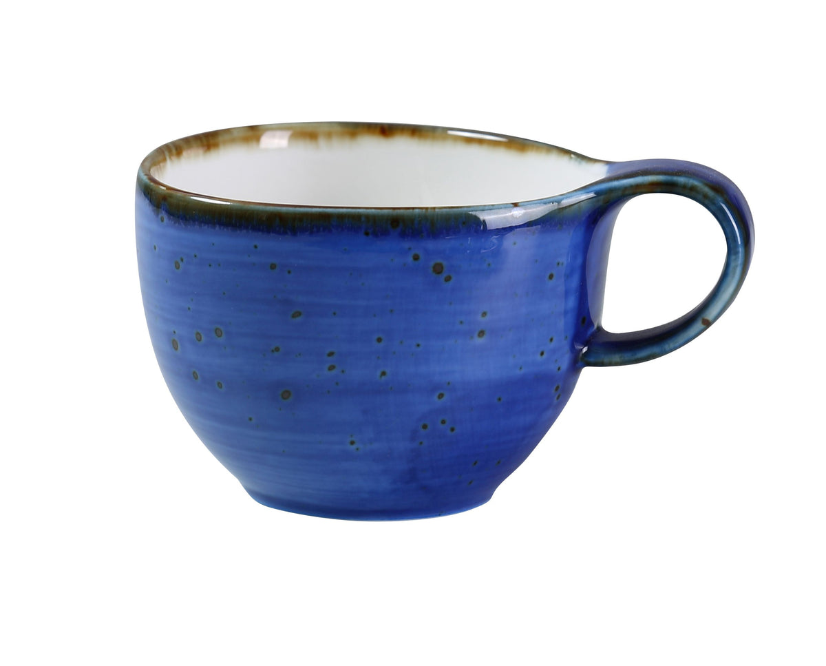 Yanco LY-001BU 7 Oz Coffee/Tea Cup, 4" Dia x 2-5/8" H, Blue Porcelain, Dishwasher Safe - Case of 36