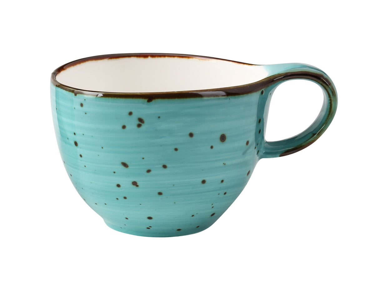 Yanco LY-001TQ Turquoise Porcelain 7 oz Cup, 4" Dia x 2-5/8" H, Dishwasher & Oven Safe - Case of 36