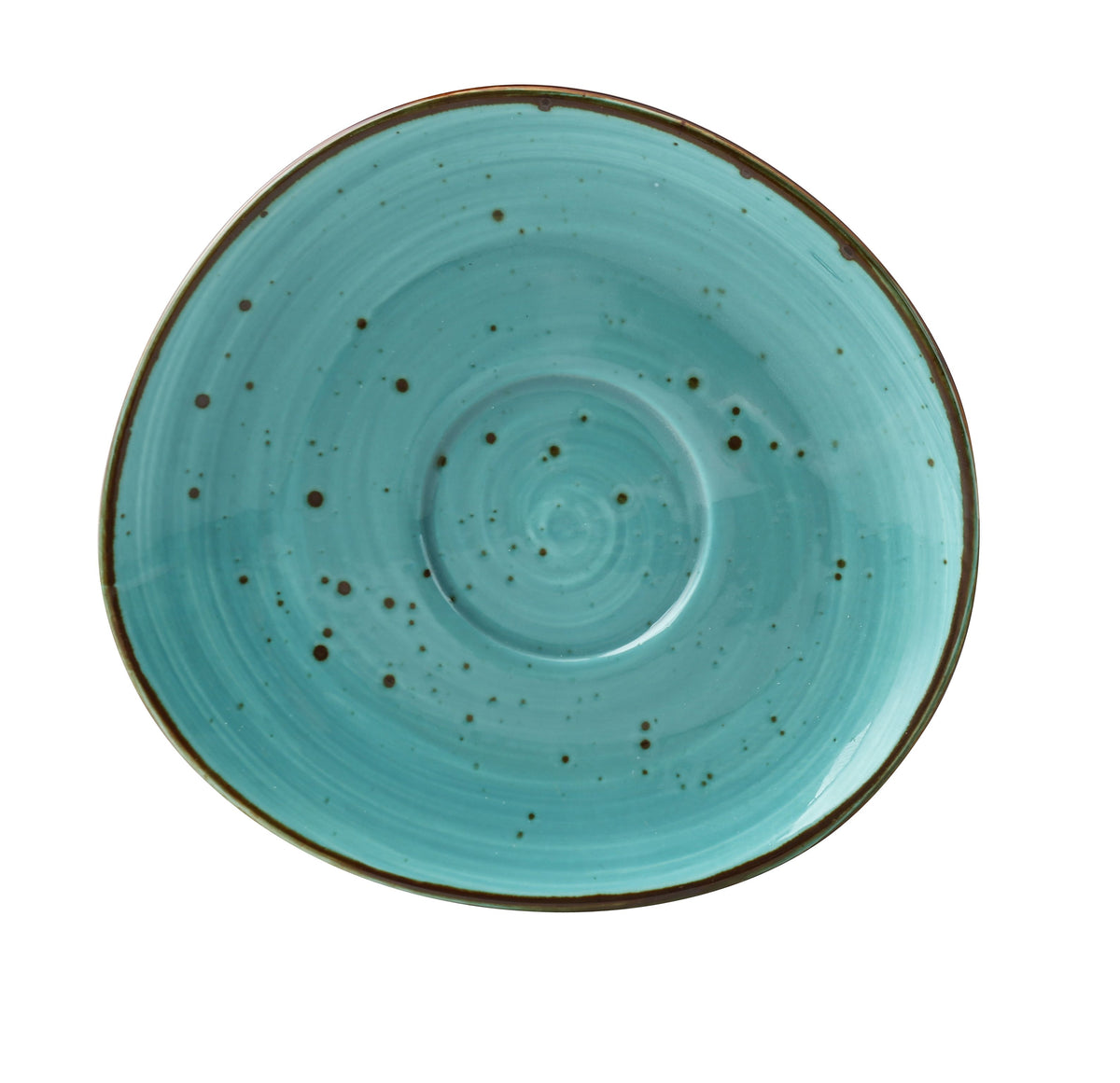 Yanco LY-002TQ - Turquoise Porcelain Freeform Saucer, 6-1/2" x 3/4" Glazed Dishwasher Safe - Case of 36