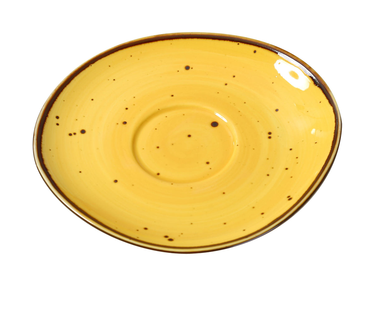 Yanco LY-002YL - Yellow Glazed Porcelain Lyon Saucer, Freeform, 6.5" x 0.75" , Dishwasher Safe - Case of 36