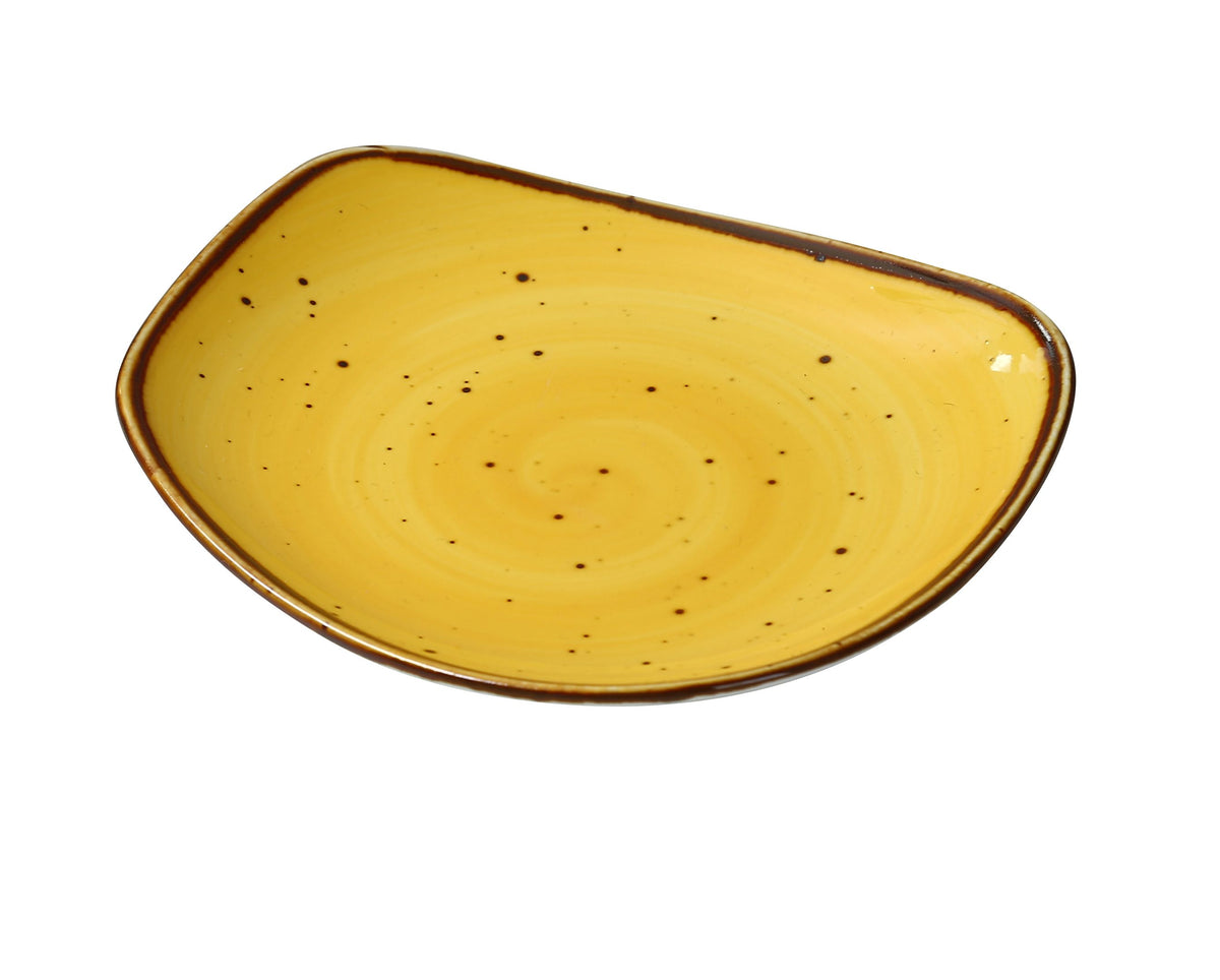 Yanco LY-106YL - Lyon Yellow Porcelain Plate, 5-3/4" Dia x 3/4" H, Free Form - Case of 36