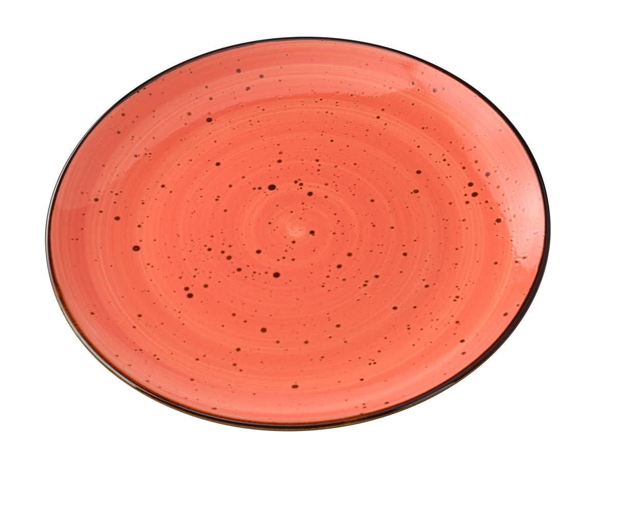 Yanco LY-1107CR - 7-1/4" Dia x 3/4" H Round/Porcelain Plate Coral Glazed Coupe Rim Curved - Case of 36