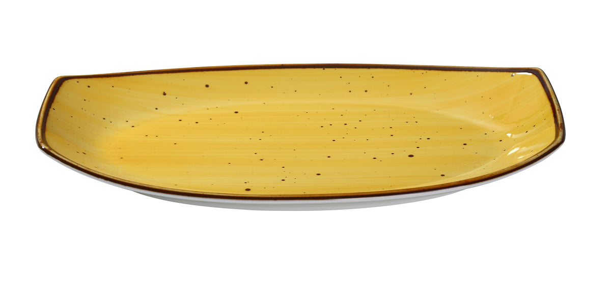 Yanco LY-215YL - Rect Plate, 15" x 8-1/2" x 1-5/8", Yellow Porcelain, Microwave Safe - Case of 12