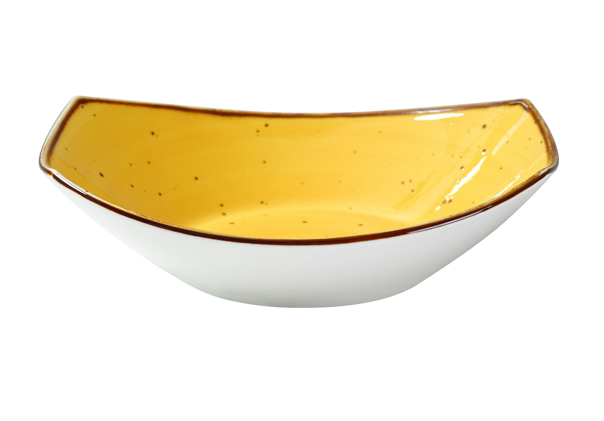 Yanco LY-407YL Lyon Oval Porcelain Bowl, 10 Oz Yellow Glazed General, 7" x 4-3/4" x 1-3/4" - Case of 24
