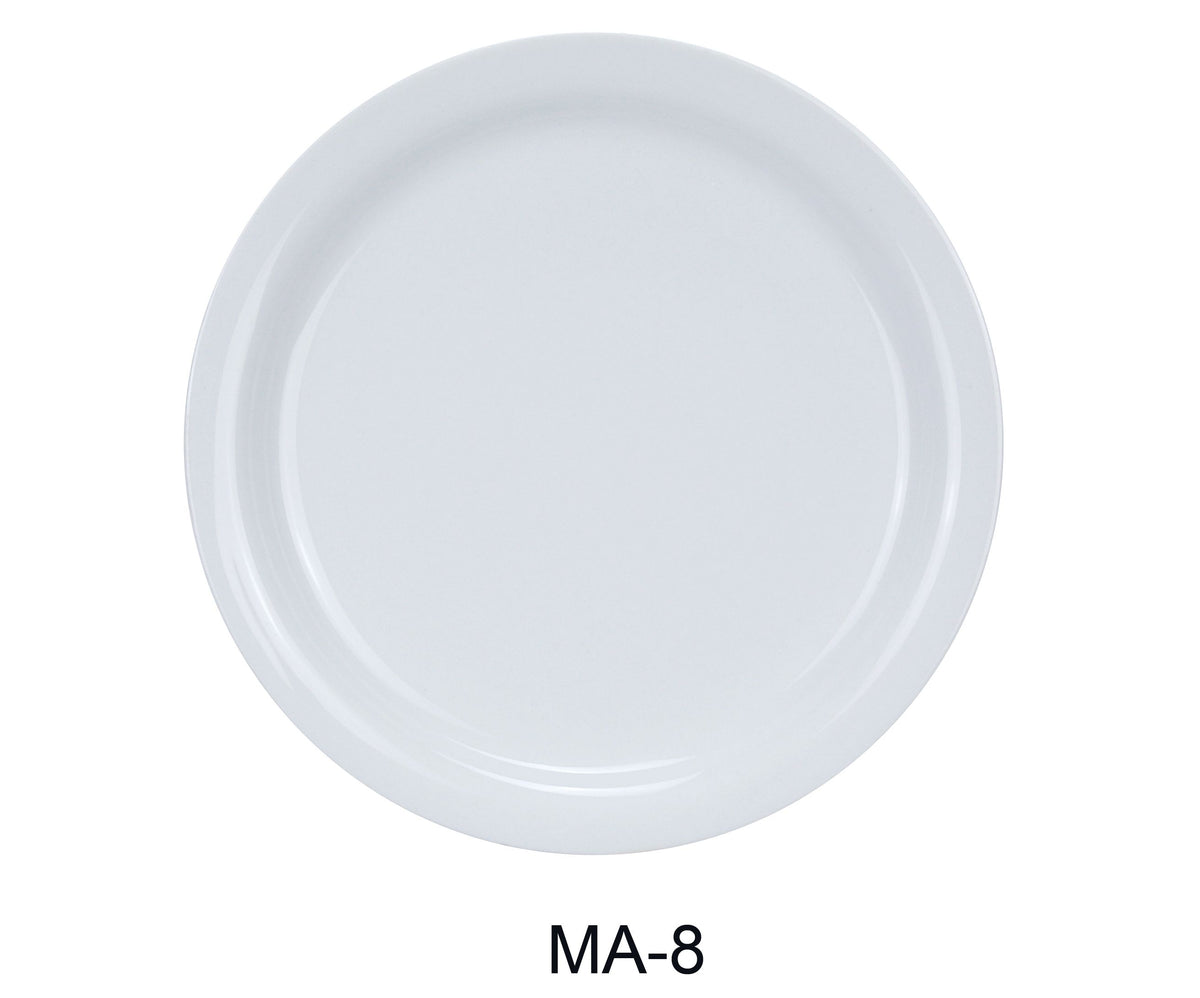 Yanco MA-8 Plate, 9" Round Porcelain, White, Narrow Rim, Dishwasher, Oven & Microwave Safe - Case of 24