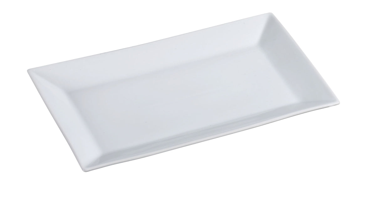 Yanco ML-218 Land Plate, 18" x 10-1/2" Rectangular Porcelain White Dishwasher Oven Microwave Safe - Case of 6