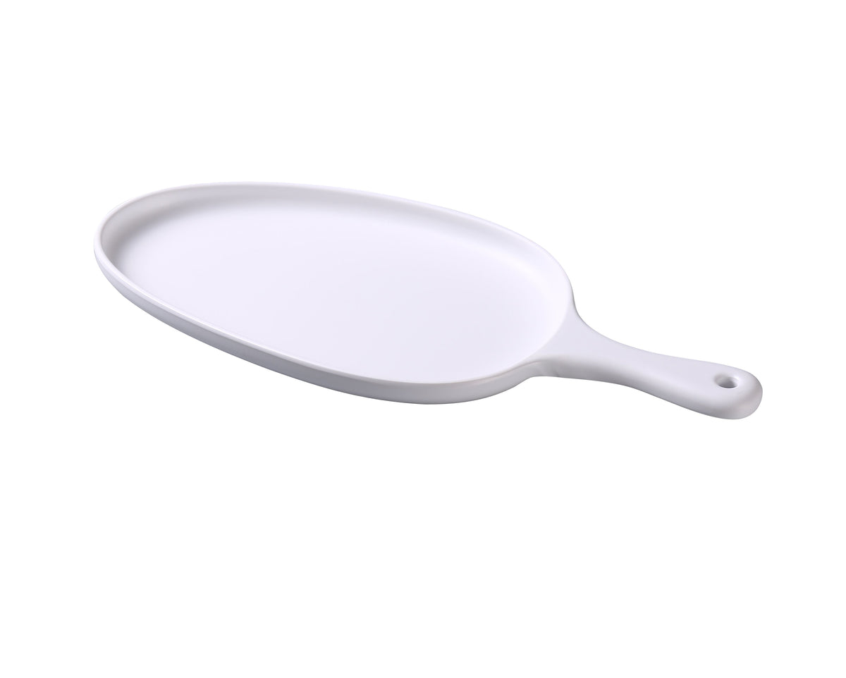 Yanco MO-808 Plate, 14-1/2" L x 6-1/2" W x 1" H, White Melamine, Dishwasher Safe - Case of 12