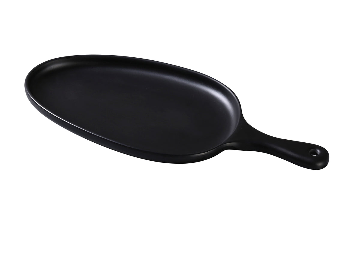 Yanco MO-809BK - Pan Plate, 15-1/2" L x 7-1/2" W x 1-1/4" H, Black Melamine, Dishwasher Safe - Case of 12