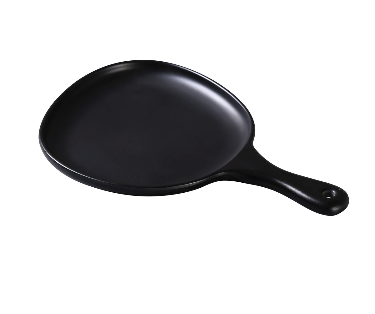 Yanco MO-811BK - Pan Plate 14" X 10" Melamine, Black, Handle, Dishwasher Safe - Case of 12
