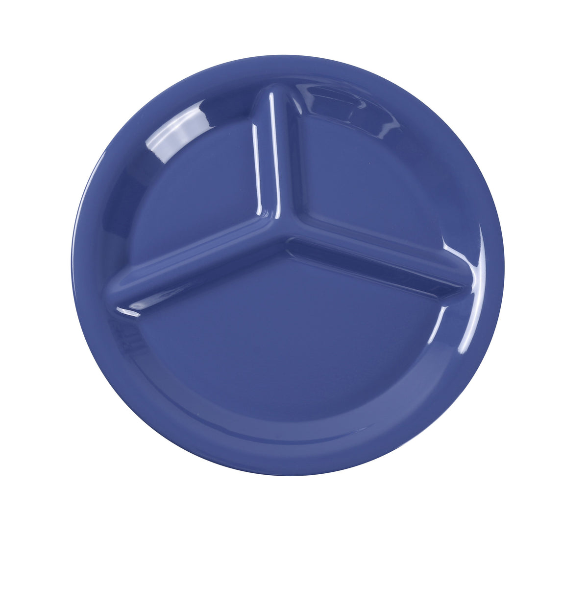 Yanco MS-710BU 10" 3-Compartment Plate, Heavy-Duty Melamine, Blue, Dishwasher Safe - Case of 24