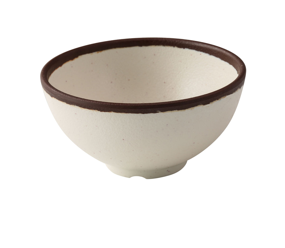 Yanco NA-504 - 4-1/2" x 2-1/4" Round Melamine Bowl, 10 oz (-1/2 qt), White/Brown Accent - Case of 48