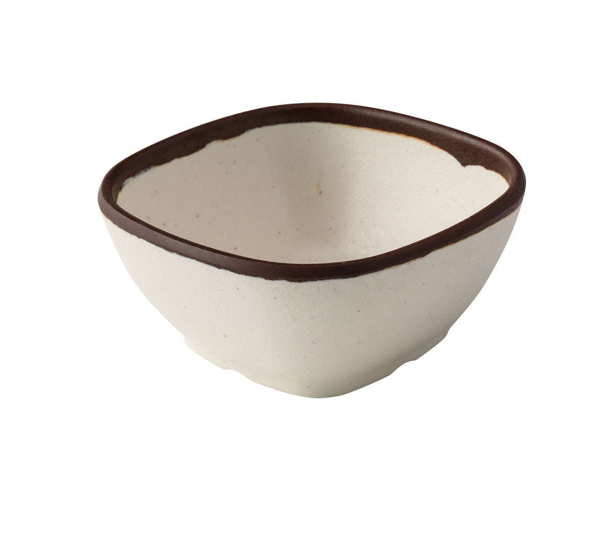 Yanco NA-505 - 4-1/2" Melamine Soup Bowl, 10-11 Oz White/Brown Accent, 4-1/2"x4-1/2"x2" Size - Case of 48