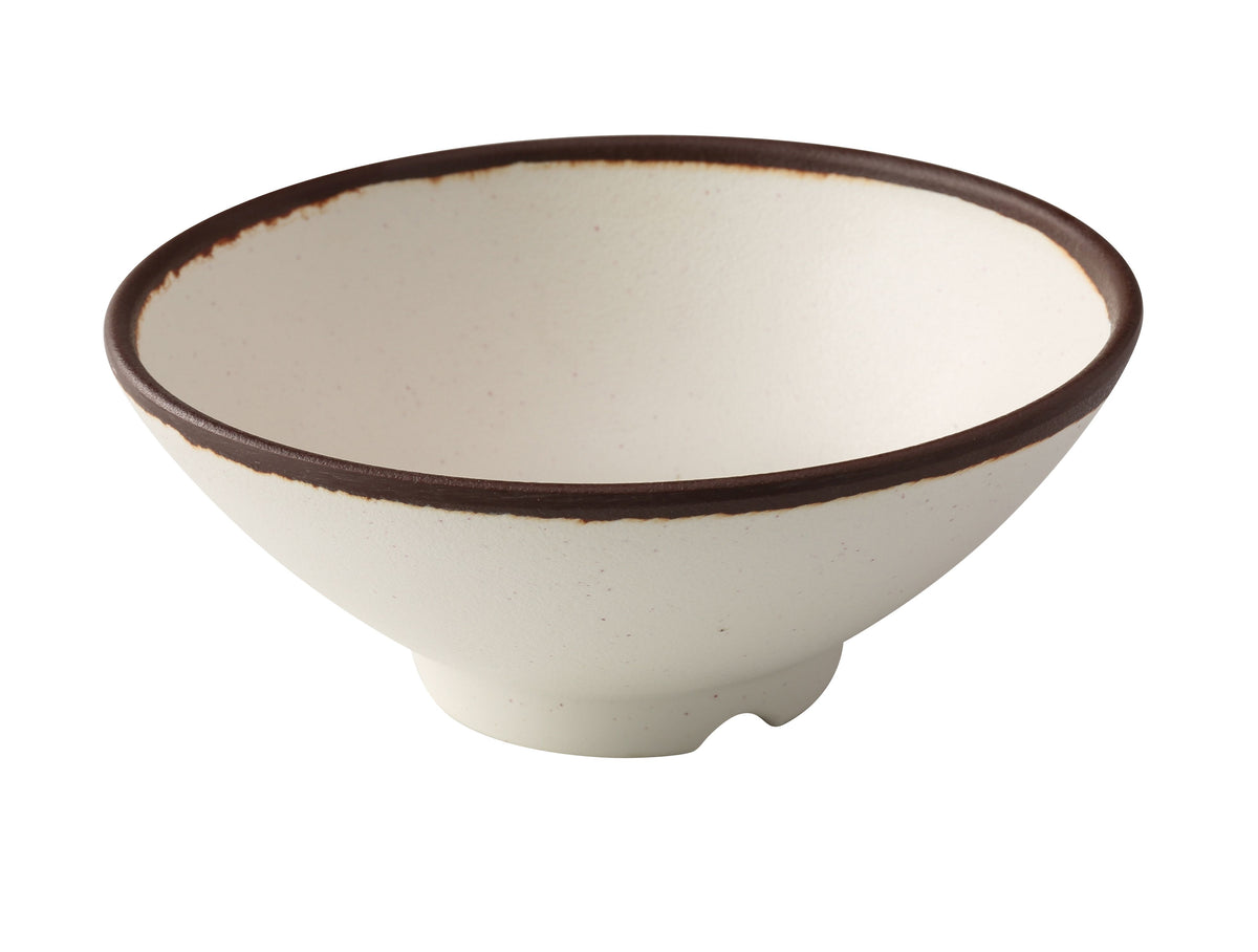 Yanco NA-608 - 8" Round Melamine Bowl, 38 oz (1 Qt), White Brown Accent Dishwasher Safe - Case of 24