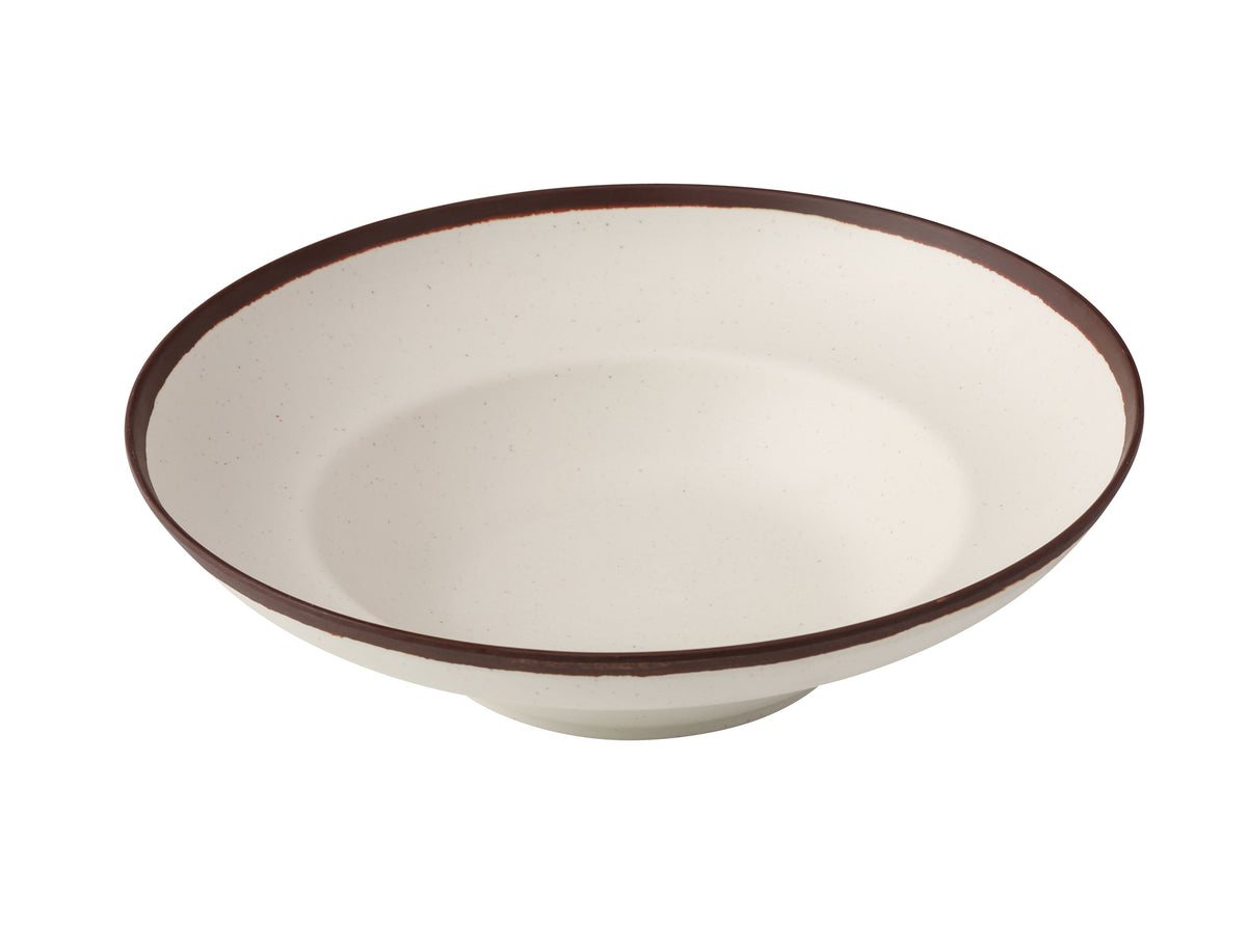 Yanco NA-811 Pasta Bowl, 11" Dia x 3-1/4" H, 20-23 oz White Melamine with Brown Accent - Case of 12