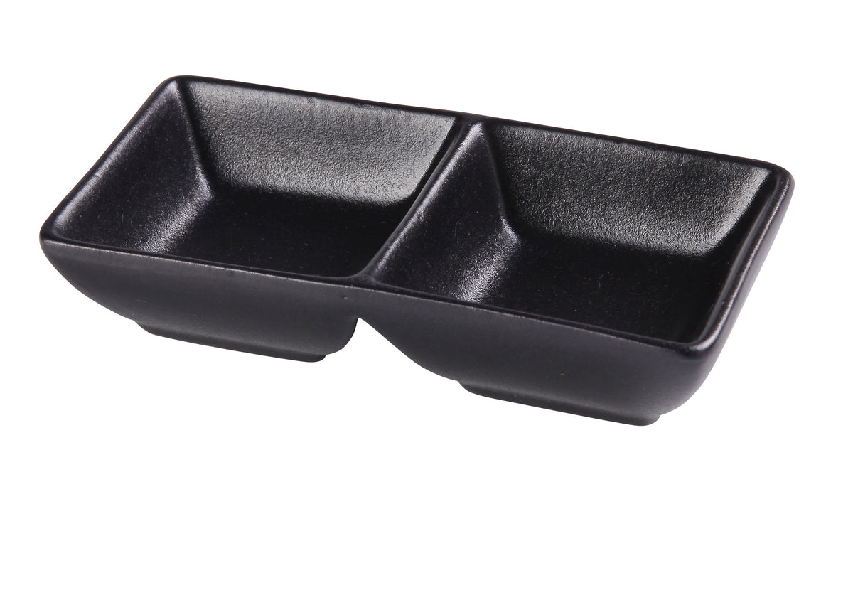 Yanco NB-4032 - Sauce Dish, 3 Oz (1-1/2 Oz Each), 5-5/8" L x 3" W x 1-1/4" H, Black Porcelain - Case of 36