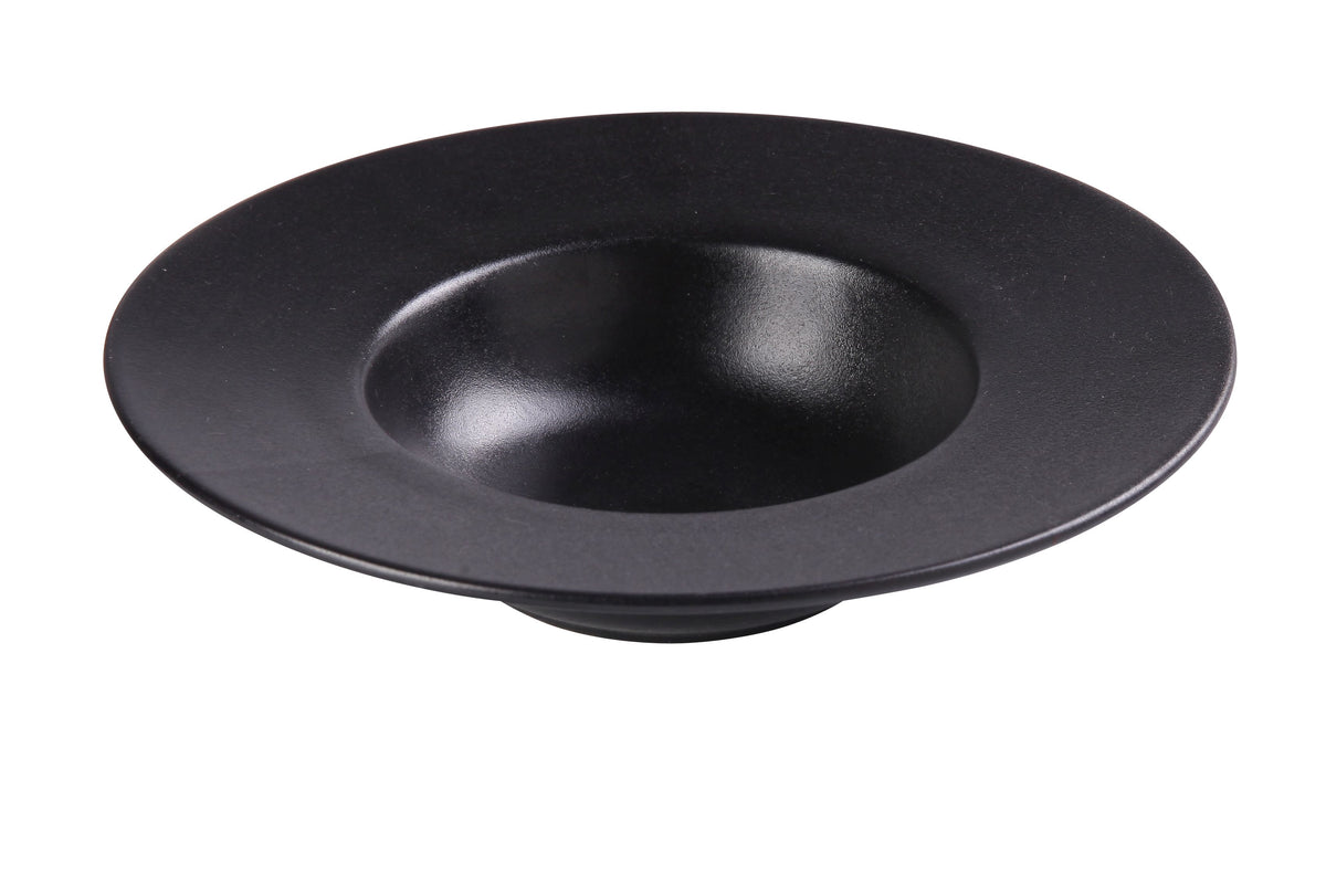 Yanco NB-610 - Blue Star 10-Oz Plate, 9-1/2" Dia., Porcelain, Black Rim, Dishwasher Safe - Case of 12