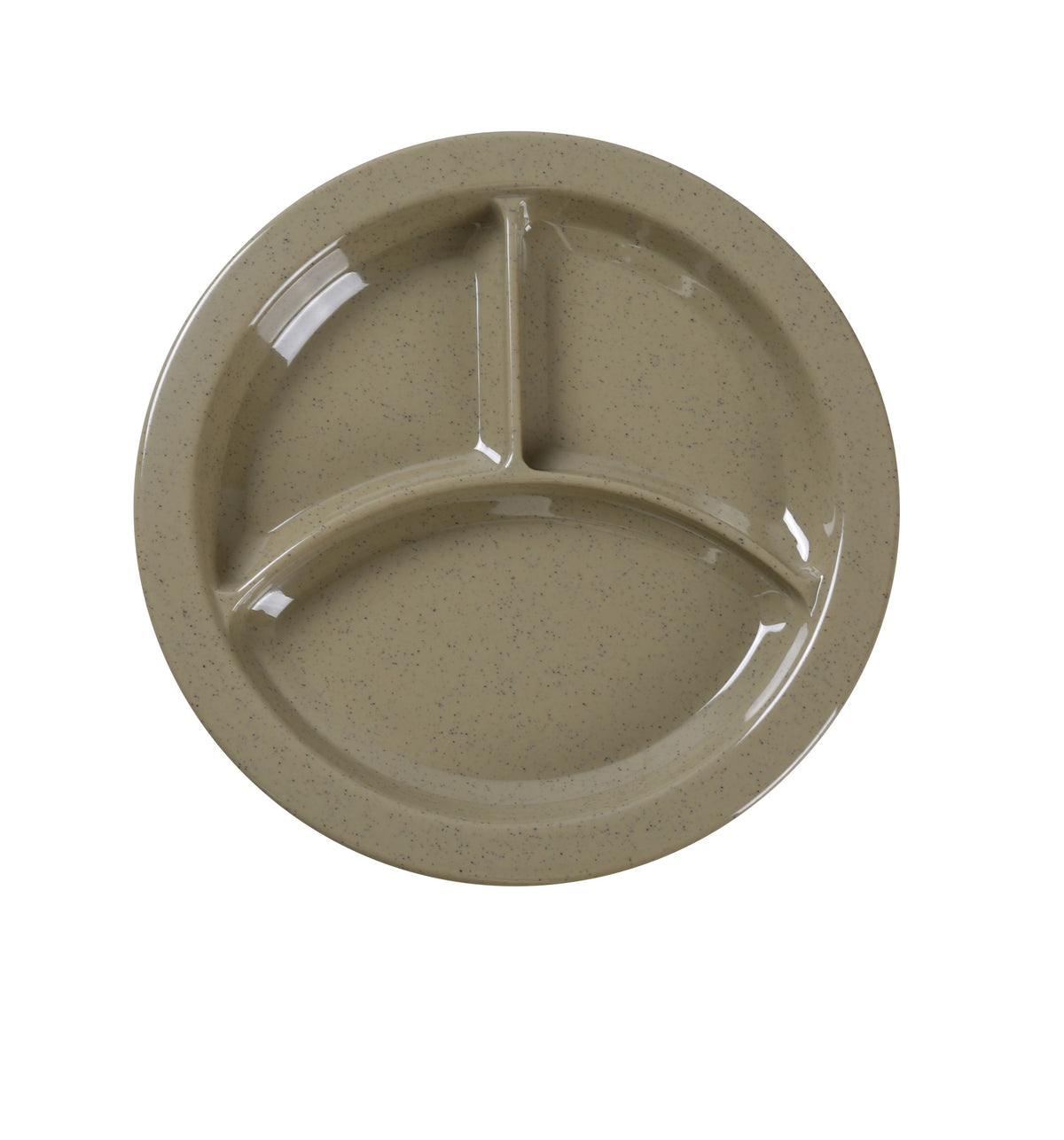 Yanco NC-512S 9" Sand Melamine 3-Compartment Plate, Beveled Foot, Dishwasher Safe - Case of 24