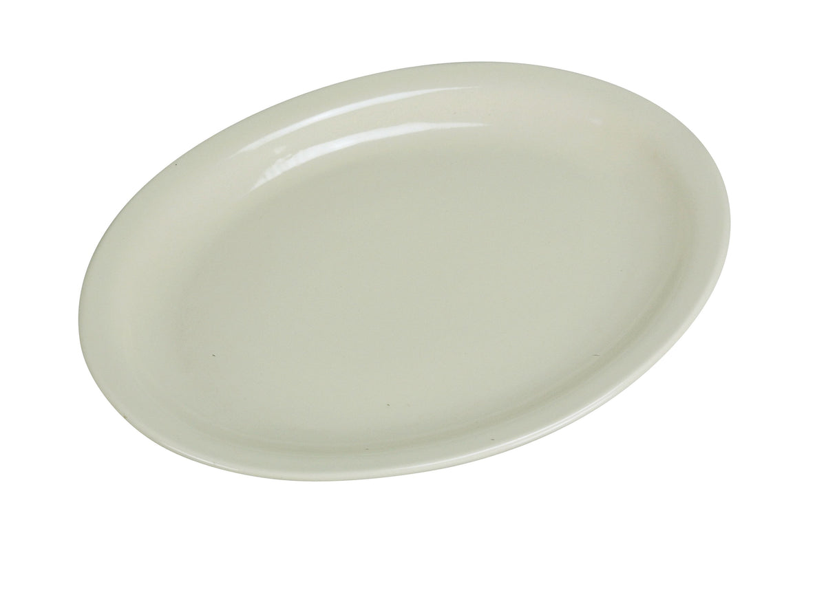 Yanco NR-13 Oval Platter, 11-1/2" L x 9-1/4" W, Narrow Rim, Ceramic, American White - Case of 12