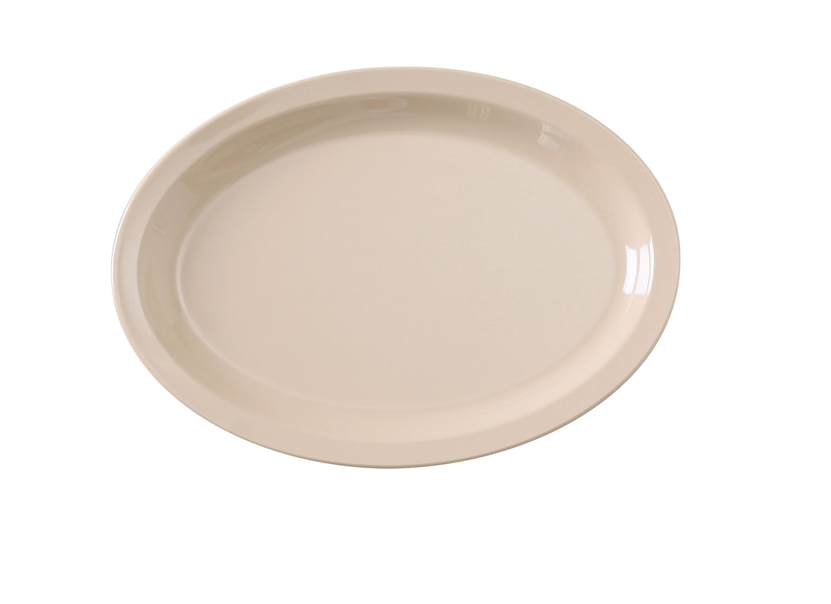Yanco NS-510T Oval Melamine Platter, 9-3/4" L x 6-3/4" W, Tan, Narrow Rim, Dishwasher Safe - Case of 24