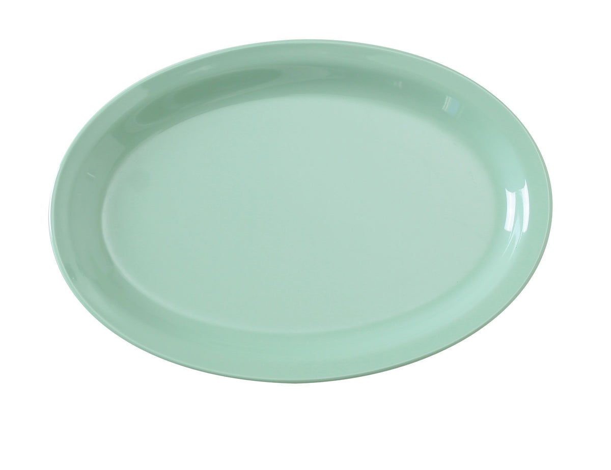 Yanco NS-512G - 12" x 8" Oval Melamine Platter, Green, Dishwasher Safe, NSF - Case of 24