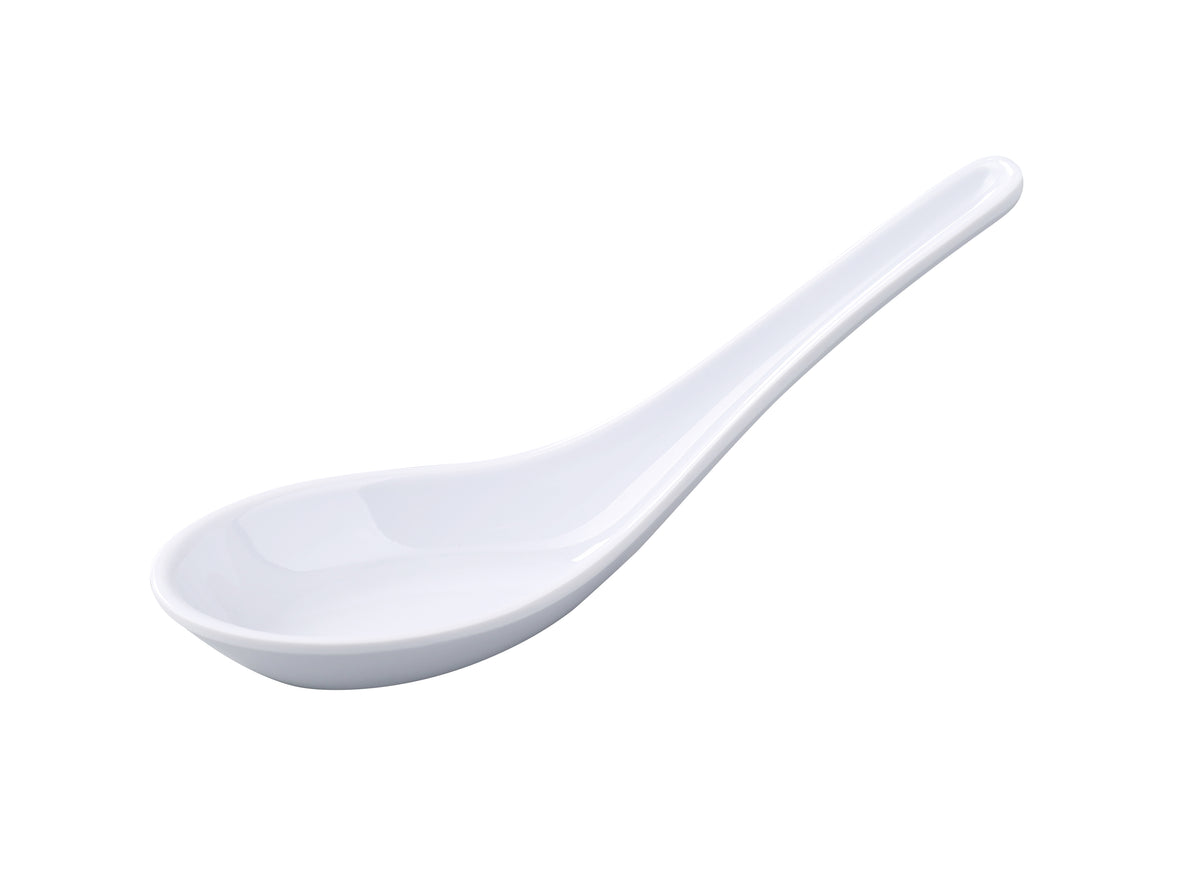 Yanco NS-7003W Longevity Chinese Soup Spoon, 5-1/2" White Melamine, Dishwasher Safe - Case of 120