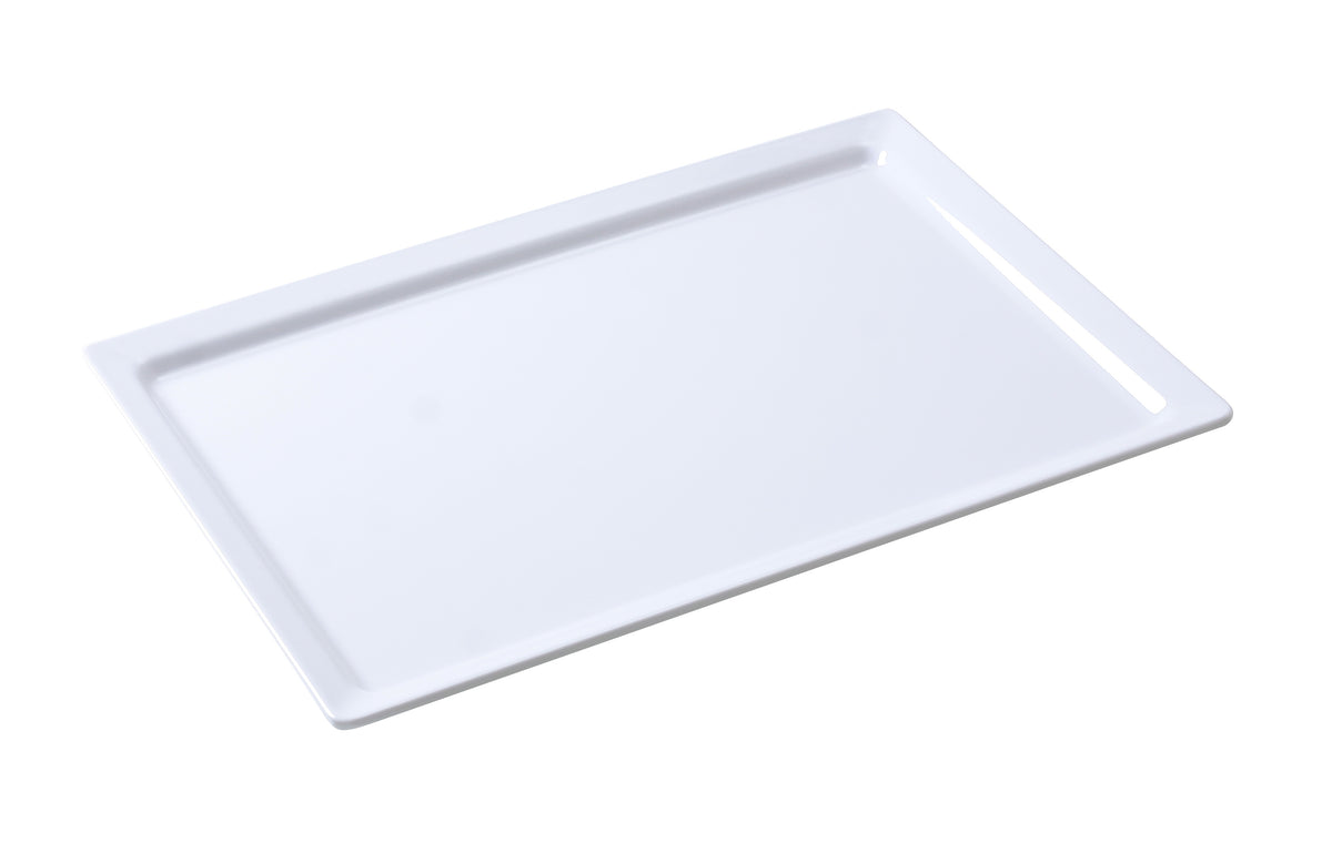 Yanco OK-7021 Osaka Display Plate - White Melamine, 21" L x 13" W, Dishwasher Safe, 16"+ Long Side - Case of 6