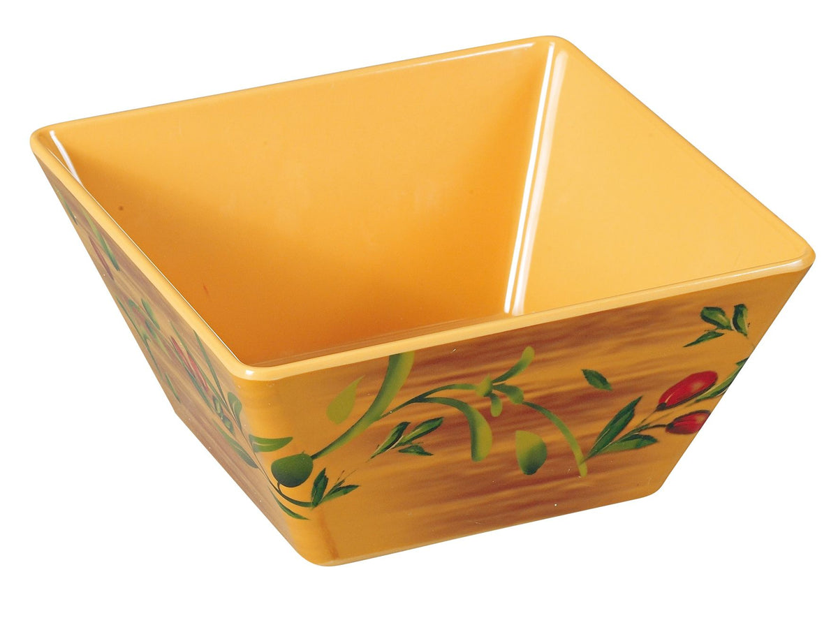 Yanco OL-405 - Square Yellow Melamine Bowl, 5"x5"x3", 20oz (3/4 Qt) Dishwasher Safe, 1 Dozen - Case of 48
