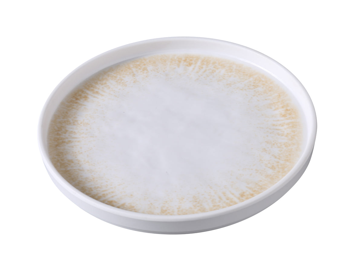 Yanco OP-108 - 8 1/8" Melamine Plate, White/Brown, 3/4", Dishwasher-Safe, Break-Resistant - Case of 48