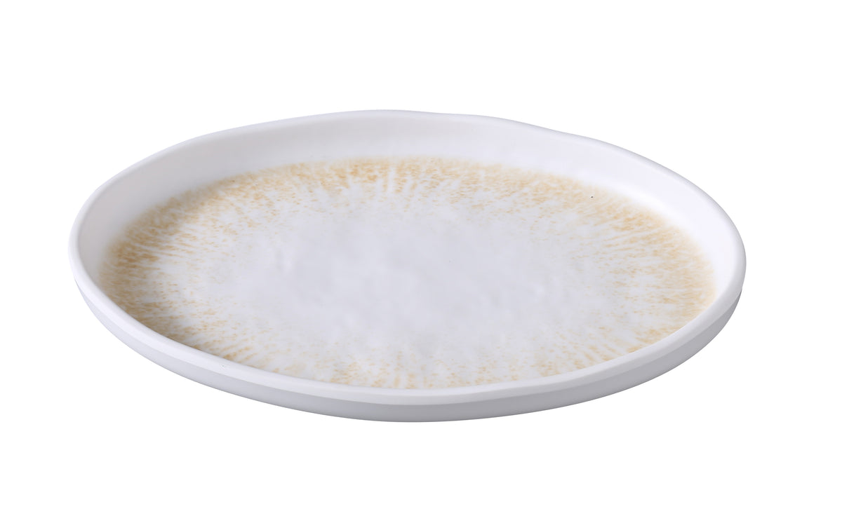 Yanco OP-210 Round Platter 10 1/4"W x6 3/4"D x1"H Melamine W/B Matte DishSafe Break-Resist - Case of 48