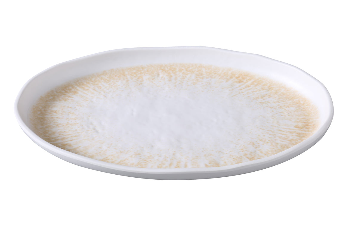 Yanco OP-214 Platter 14 3/8" W x 9 3/8" D x 1 1/4" H White/Brown Melamine Break-Resistant - Case of 12
