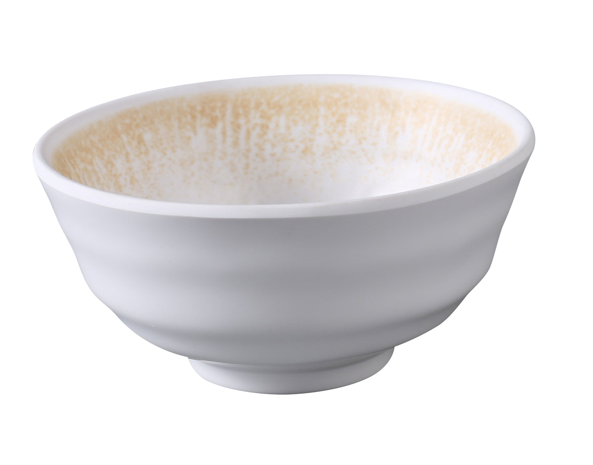 Yanco OP-305 - 10 oz Bowl, 4.5" Dia x 2.125" H, Round White/Brown Matte Melamine, - Case of 48
