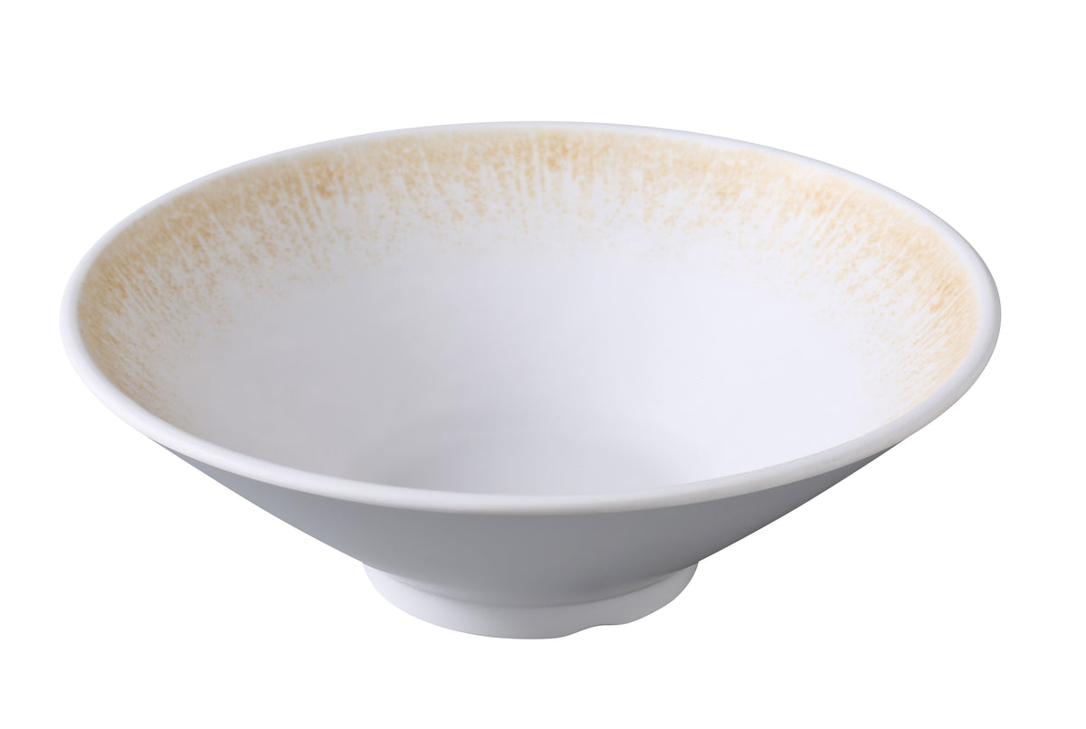 Yanco OP-410 - 50 oz Melamine Bowl, 9-3/4" Dia x 3-1/4" H, White/Brown, Dishwasher-Safe - Case of 12