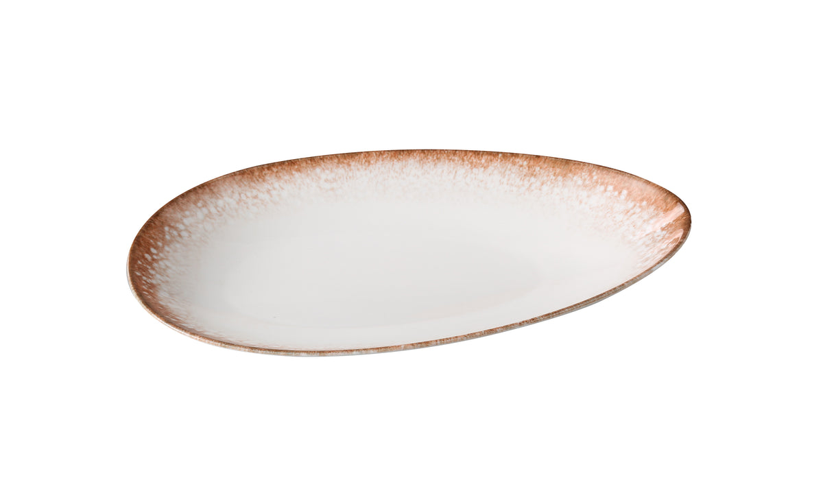 Yanco PR-311 Oval Plate, 11 3/4" W x 7" D x 1 7/8" H, White/Brown China, Dishwasher Safe - Case of 12