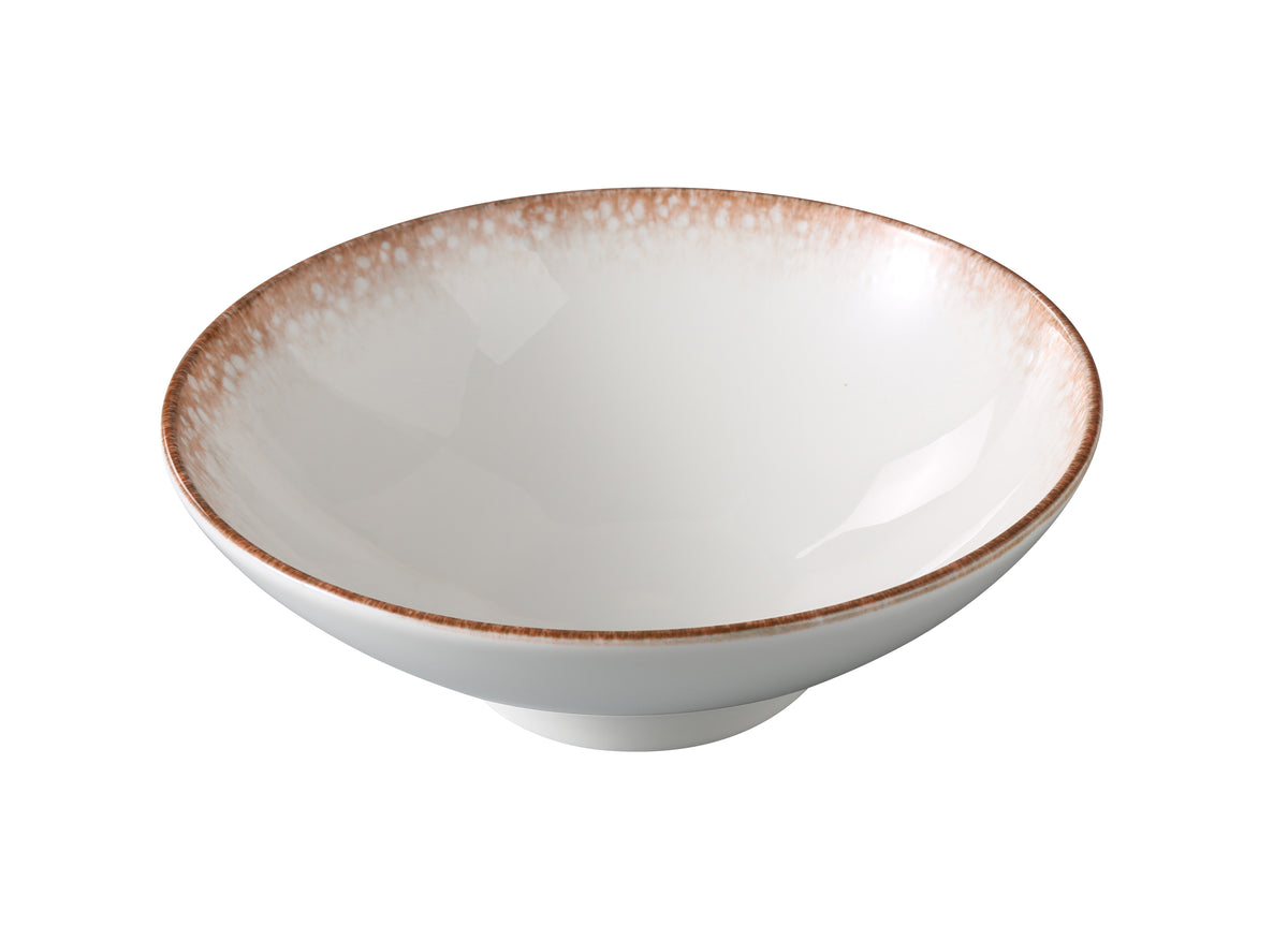 Yanco PR-509 Porto Bowl - 50 oz China 9 3/4" Dia x 3 1/8" H White & Brown, Dishwasher Safe - Case of 12