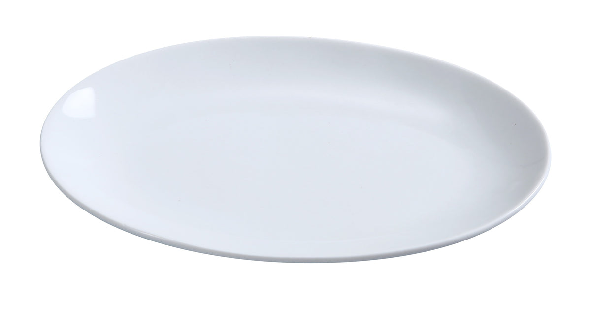 Yanco PS-8-CP - Oval Platter, 8" x 5-1/2", White Coupe Rim, Dishwasher & Microwave Safe - Case of 24