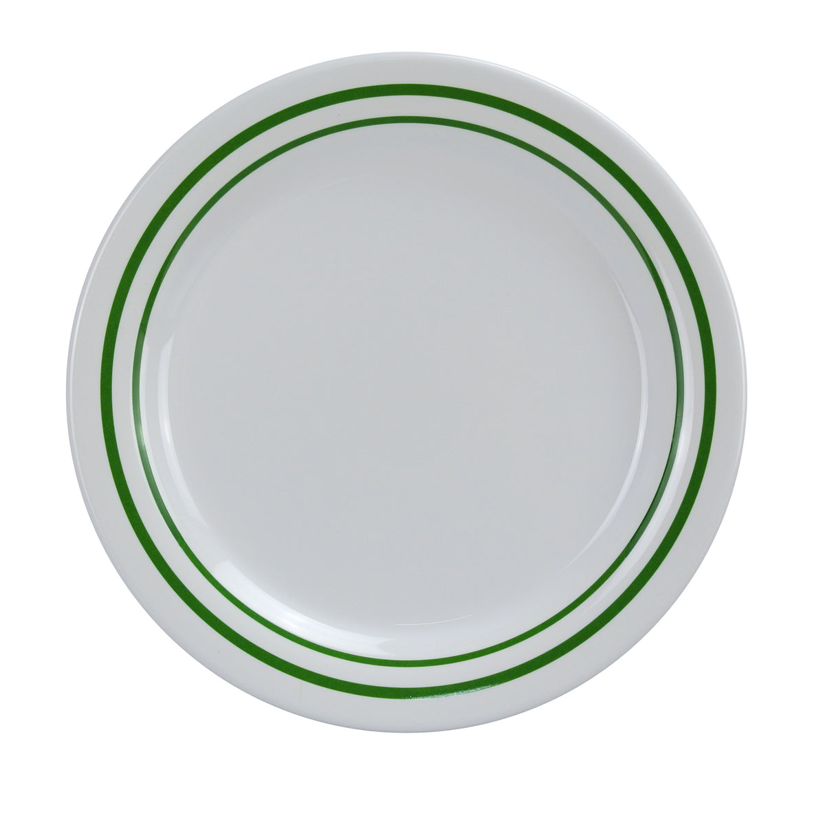 Yanco PT-109 Pine Tree Plate 9" Round Melamine Green Band/Beige Heavy Dishwasher Safe NSF - Case of 24