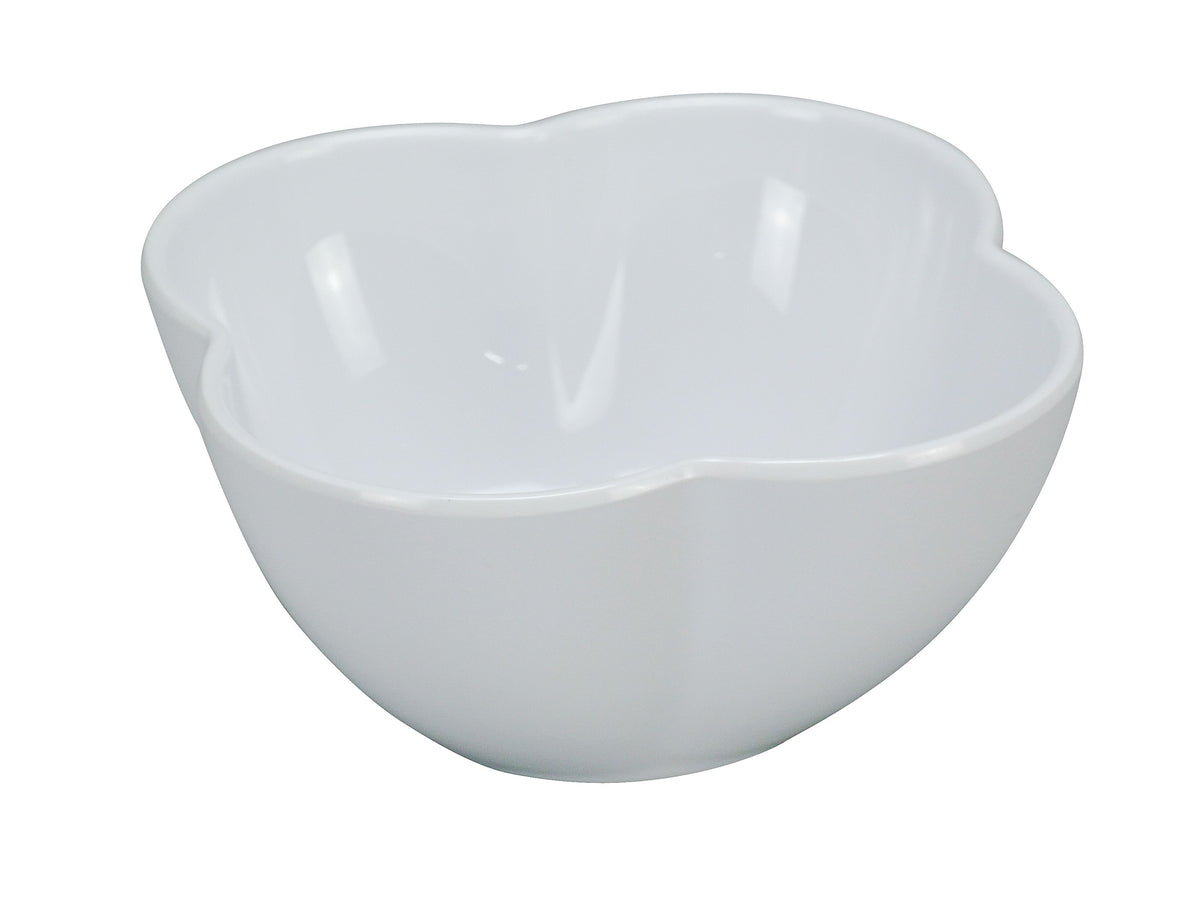 Yanco RM-406 - 6" White Melamine Plastic Bowl, 16 oz, Flower Shape - Case of 48