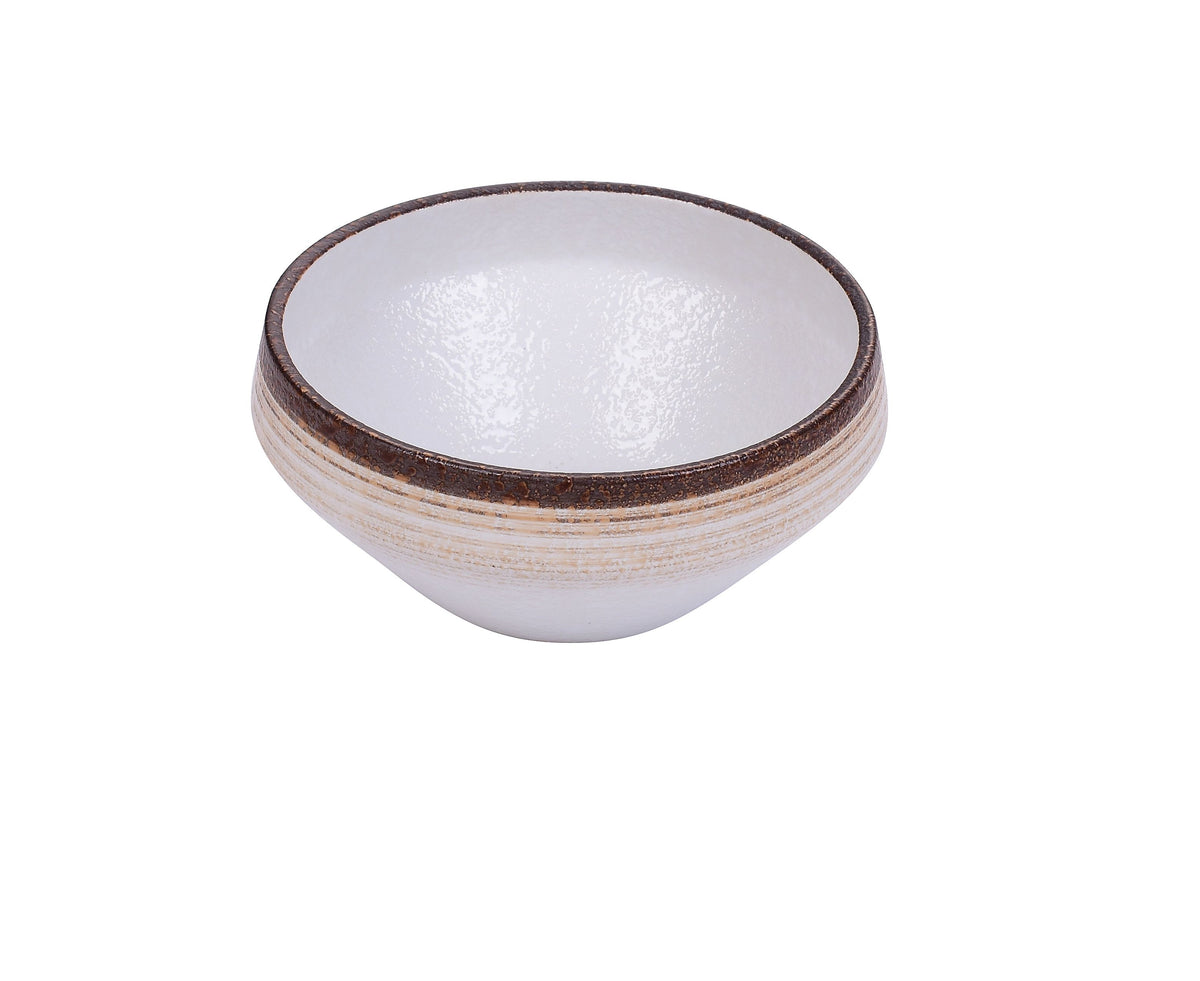 Yanco RO-2806 Noodle Bowl, 30oz (6-3/4" Dia x 3-1/4" H)WhiteBrown Porcelain Dishwasher Safe-1 Dozen - Case of 12