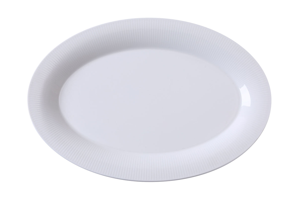 Yanco SI-214 Siena Oval Porcelain Platter, 14" x 9-3/4" x 1-1/8", White, Dishwasher Safe - Case of 12