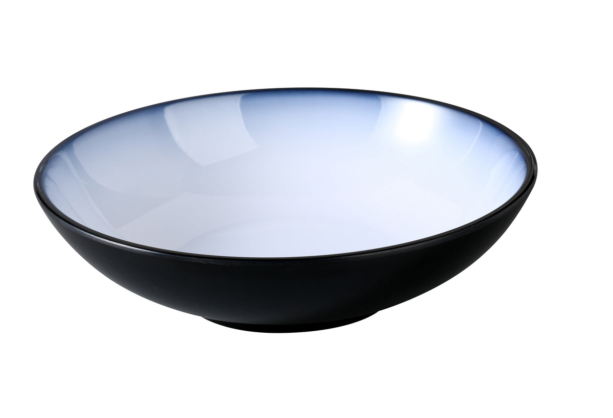 Yanco SN-5017 Bowl - 18 Oz, 7" Dia x 1 7/8" H, Round Two-Tone White/Black Melamine, Safe - Case of 24
