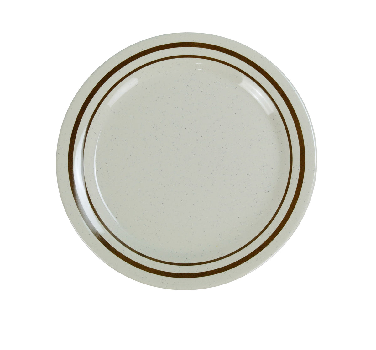 Yanco SS-110 - 10" Round Melamine Plate Extra Heavy Brown Band/Beige Dishwasher Safe NSF - Case of 24