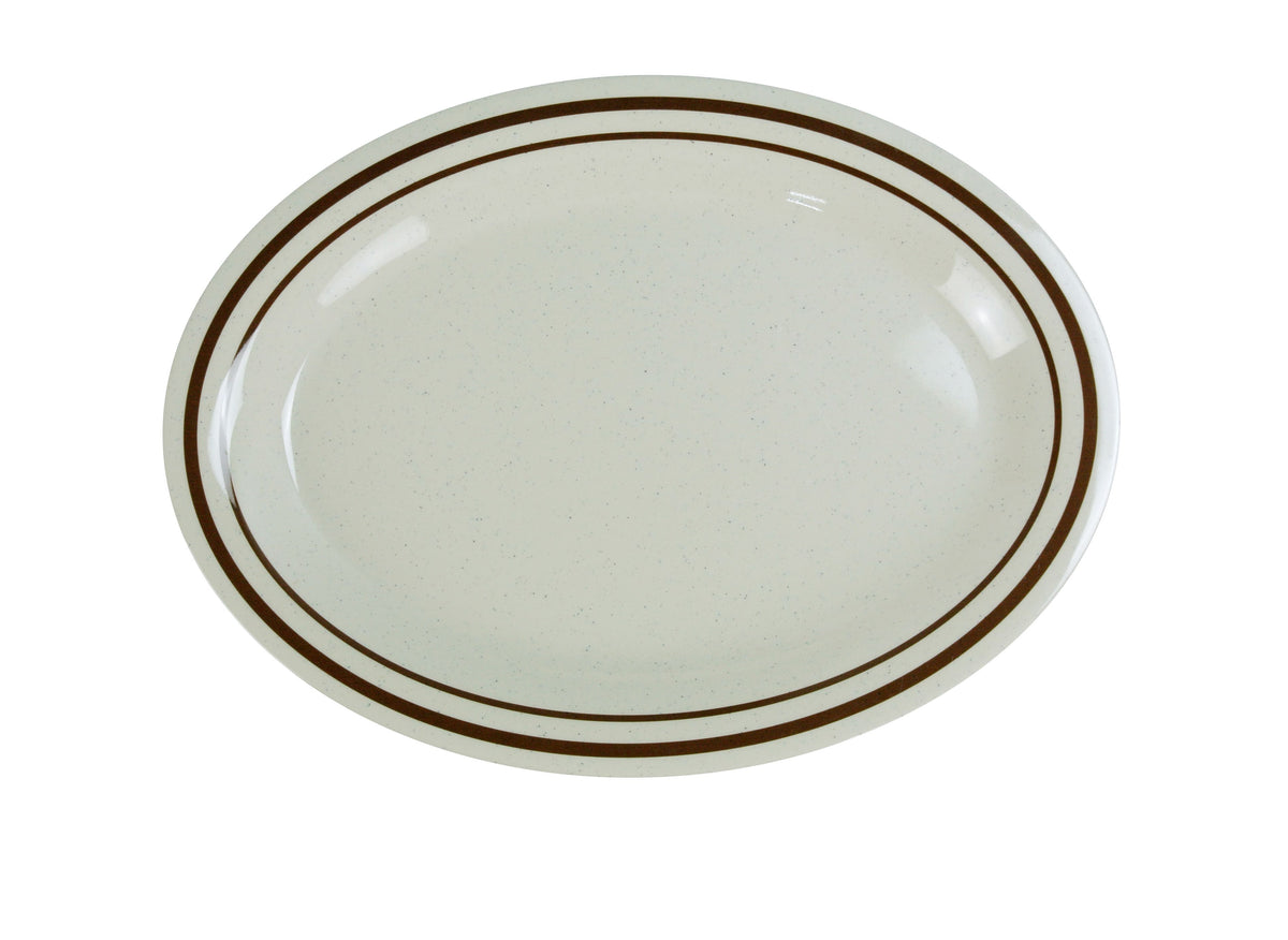 Yanco SS-212 - 12" L x 9" W Oval Melamine Platter, Beige, Dishwasher Safe, NSF - Case of 12