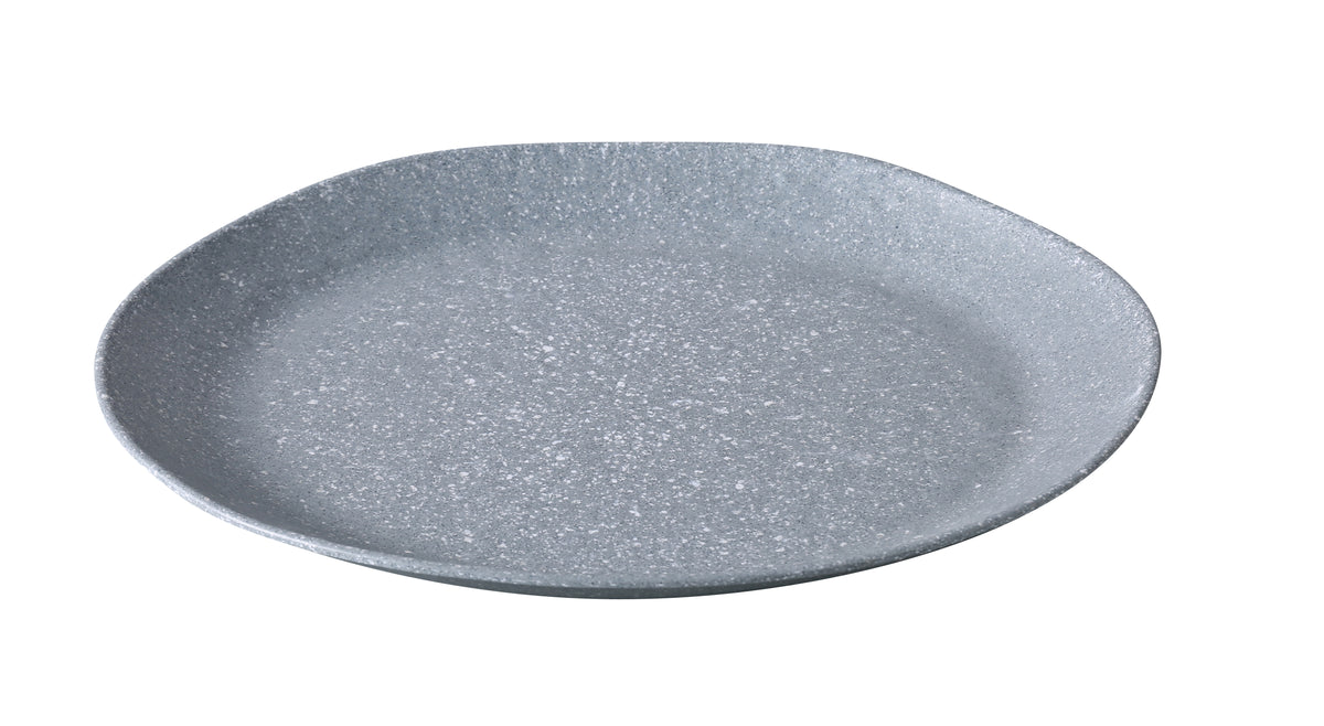 Yanco ST-216 Stone Art Round Platter, 16" x 12" x 1.5", Gray Melamine, Dishwasher Safe - 1 Dozen - Case of 12