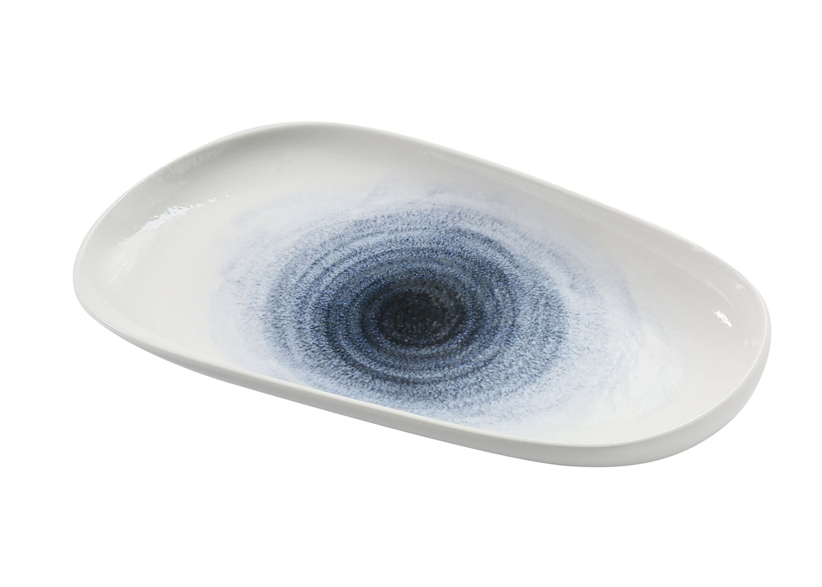 Yanco UN-413 Universe Plate - 13.5" x 1.5" x 7.5", 24 oz Oval China, Rolled Edge, Coupe Rim - Case of 12