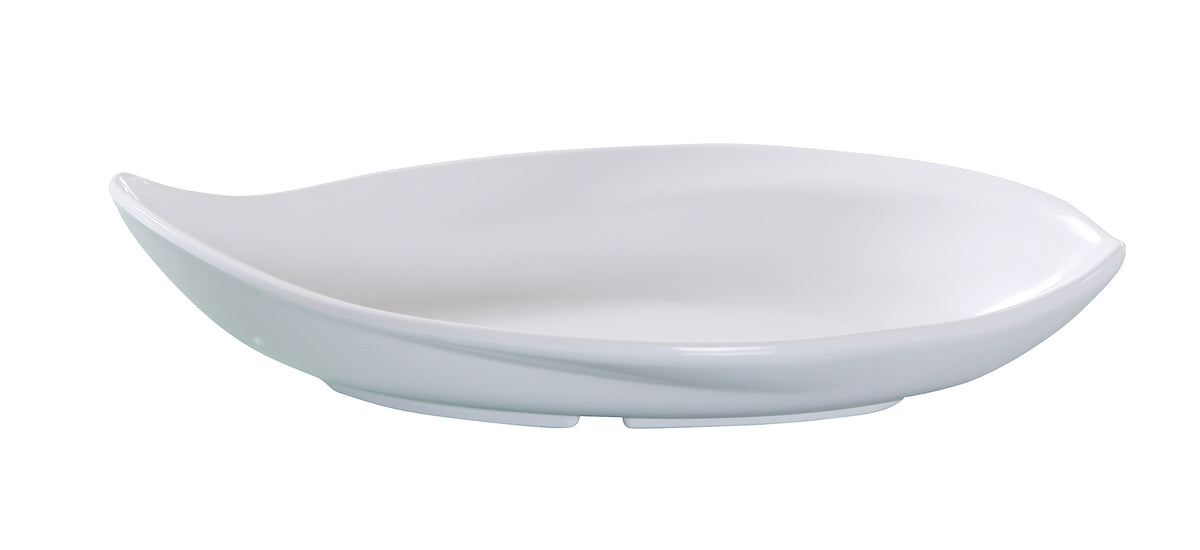 Yanco VE-516 - 30 oz Deep Leaf-Shape Melamine Plate, 16" x 7-3/4" White, Dishwasher Safe - Case of 12