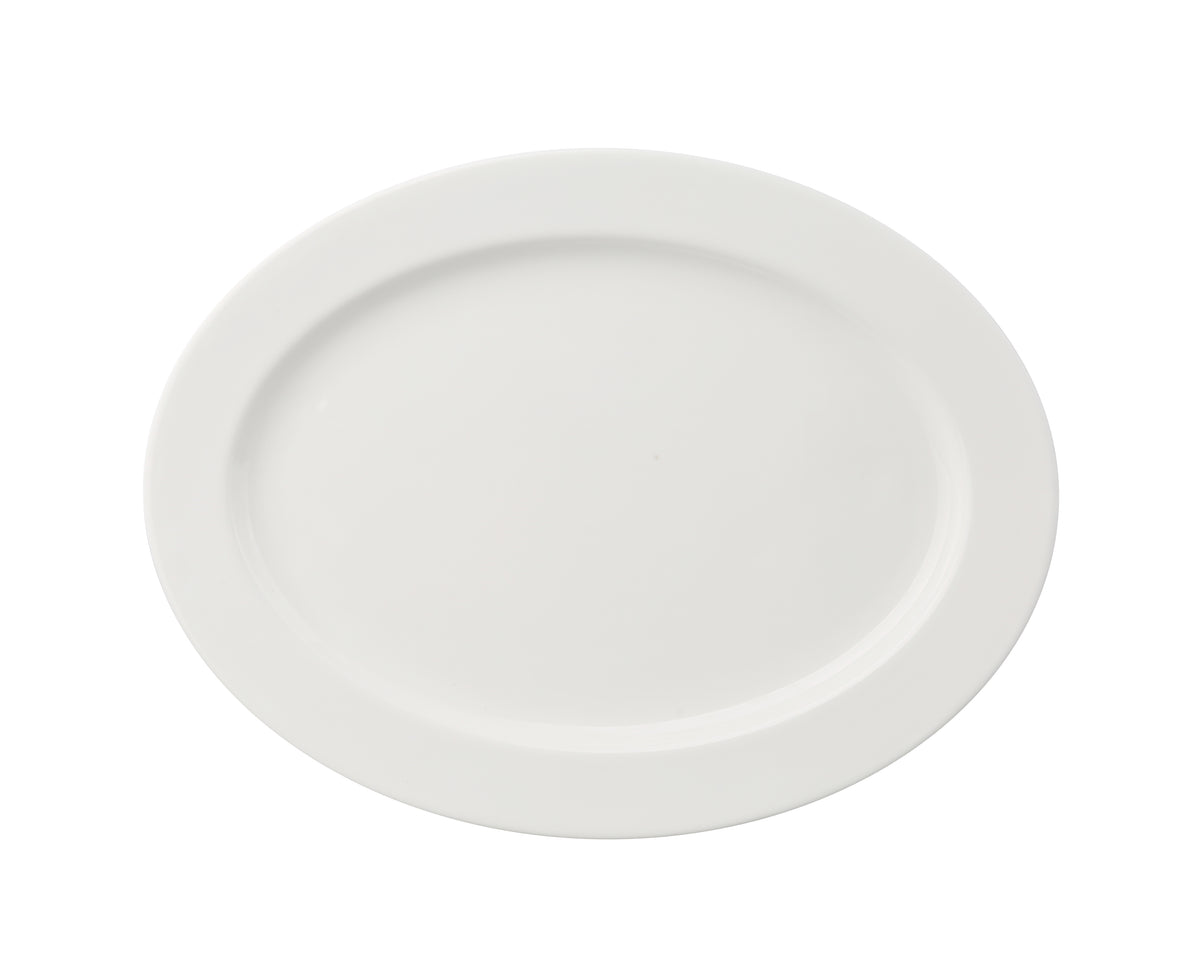 Yanco VS-214 China Platter, 14-1/4" Dia x 10" H, White Magnesia, Dishwasher Safe, Wide Rim - Case of 12