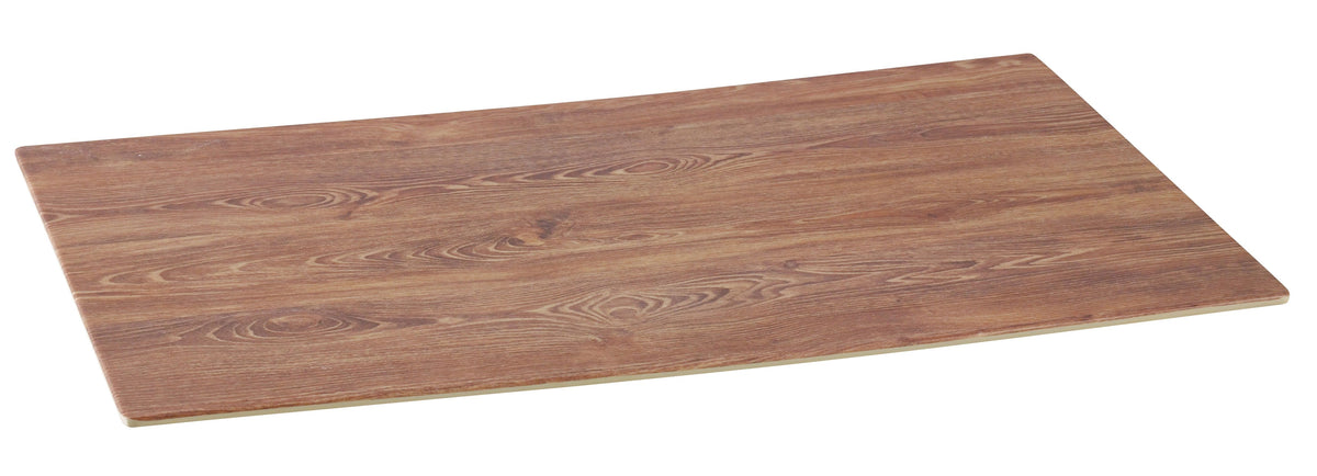 Yanco WD-212 Rectangular Serving Tray 12-1/2" x 7" Melamine Wood Look Browns Safe - Case of 24