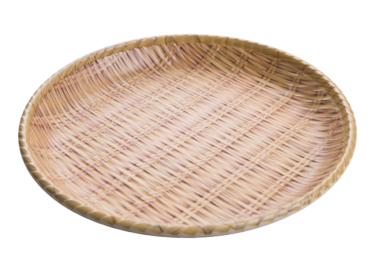 Yanco WD-910 - 10" Round Deep Melamine Plate, Bamboo Look, 1.5" Height, Dishwasher Safe - Case of 24